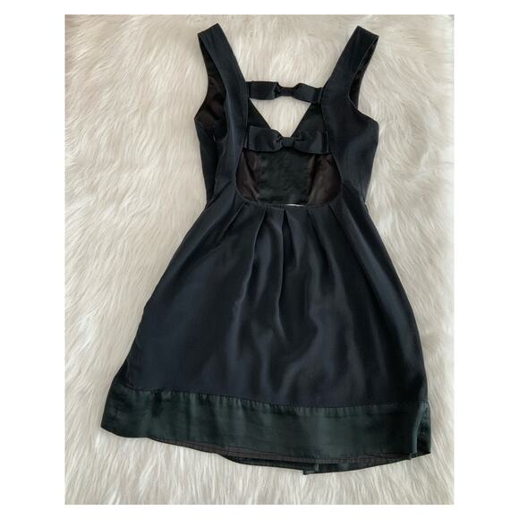 Walter Baker Silk Black Midi Dress Open Back Bow Detail Cocktail Party Size 0 XS - Picture 7 of 15